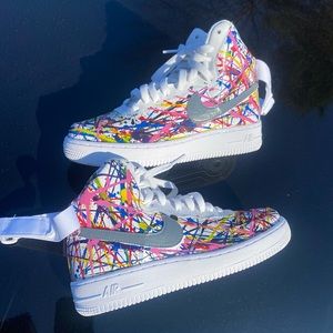 Splatter Custom Air Force 1 High Top Customized Size 5.5y